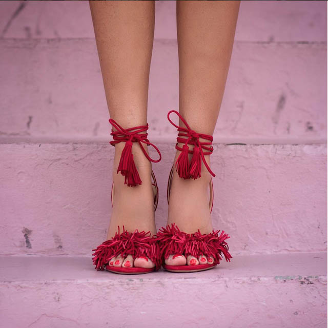 Red Fringe Heels